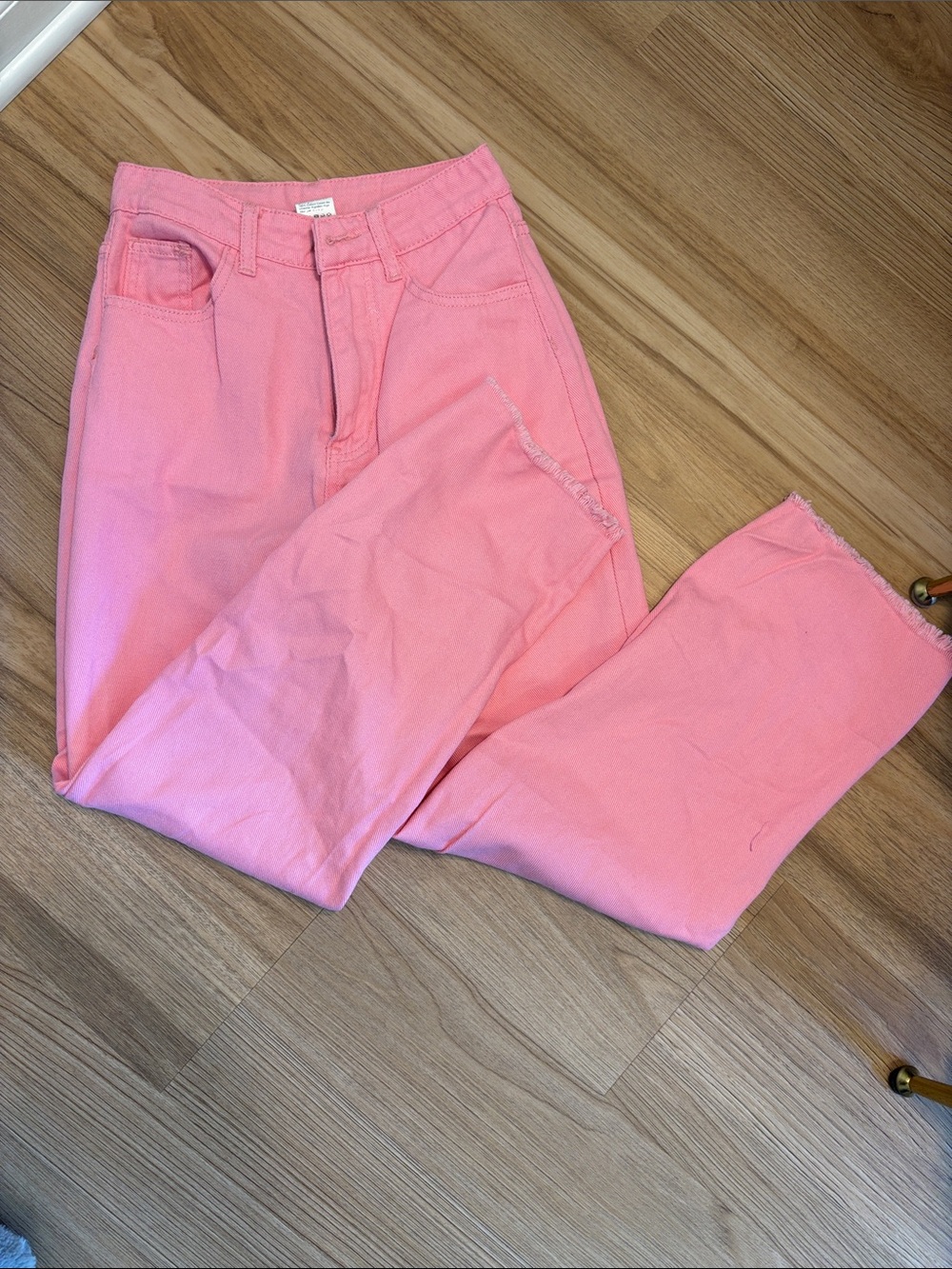 SHEIN Pink High-Rise Wide Leg Jeans